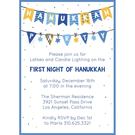 Fun Hanukkah Streamers Invitations
